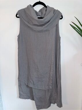 Bryn Walker Light Gray Linen Cowl Neck Tunic  Size XS